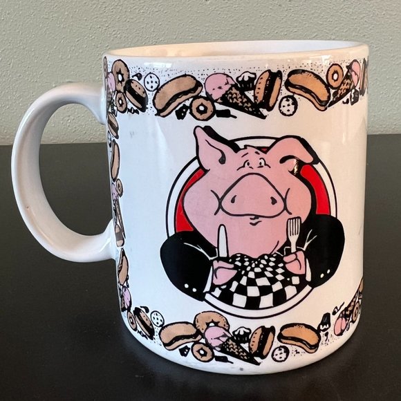 Vtg APPLAUSE “The Joy of Pigging Out” Ceramic Mug ~ Dieting ~ Weight Watchers - Picture 1 of 6